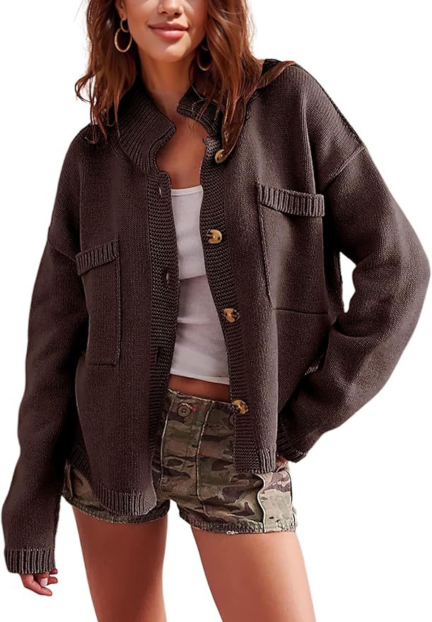 Stylishe Damen Strickjacke mit Taschen und Stehkragen von berg-feldt