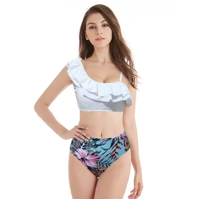 Ensemble bikini imprimé floral à volants taille haute pour femme par berg-feldt