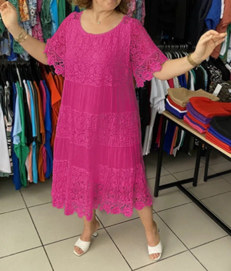 Longue robe élégante avec dentelle aérienne et volants de berg-feldt