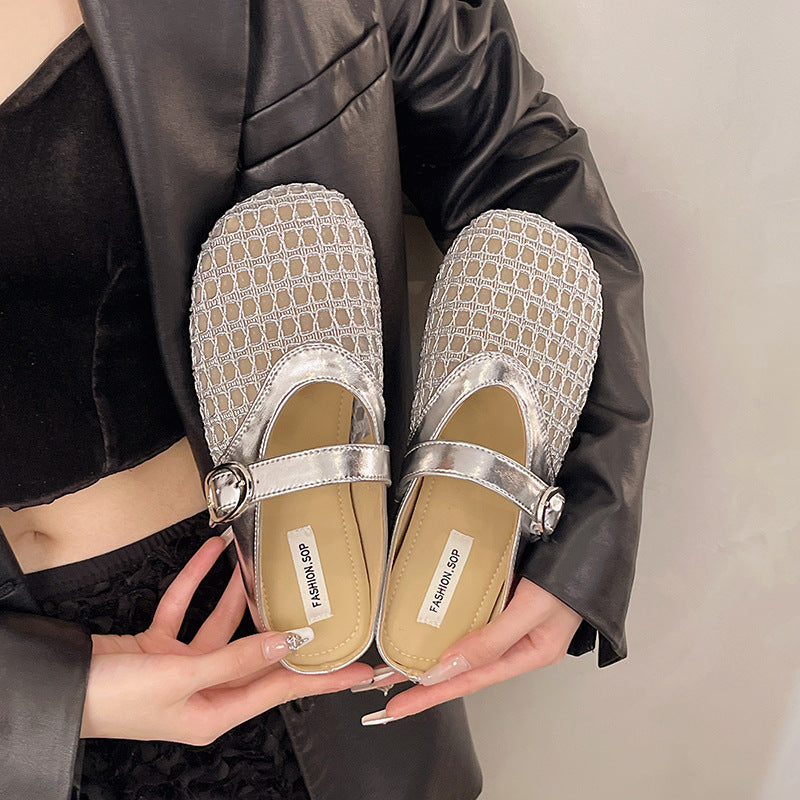 Bequeme Damen-Clogs mit modischem Netz-Design und verstellbarem Riemen von berg-feldt