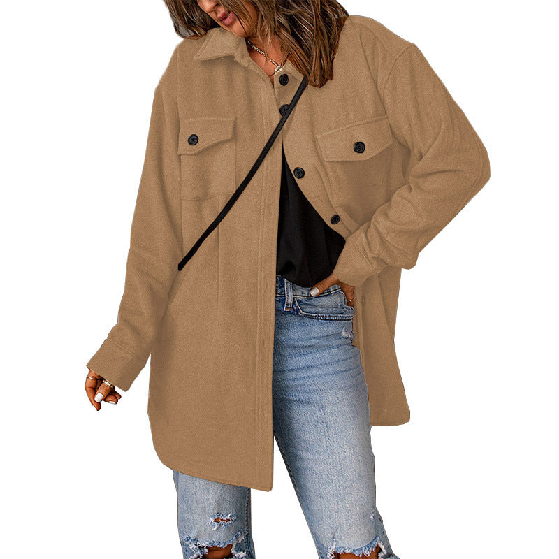 Chemisier-veste à manches longues grande taille pour femme avec poches plaquées fonctionnelles et coupe décontractée Berg-Feldt
