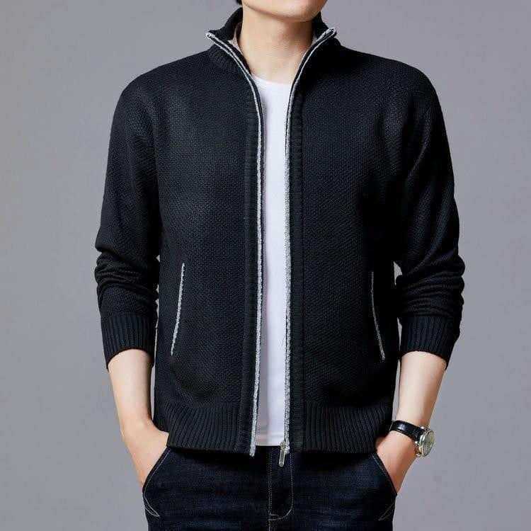 Herren Strickjacke mit modernem Zipper und hohen Kragen Berg-Feldt