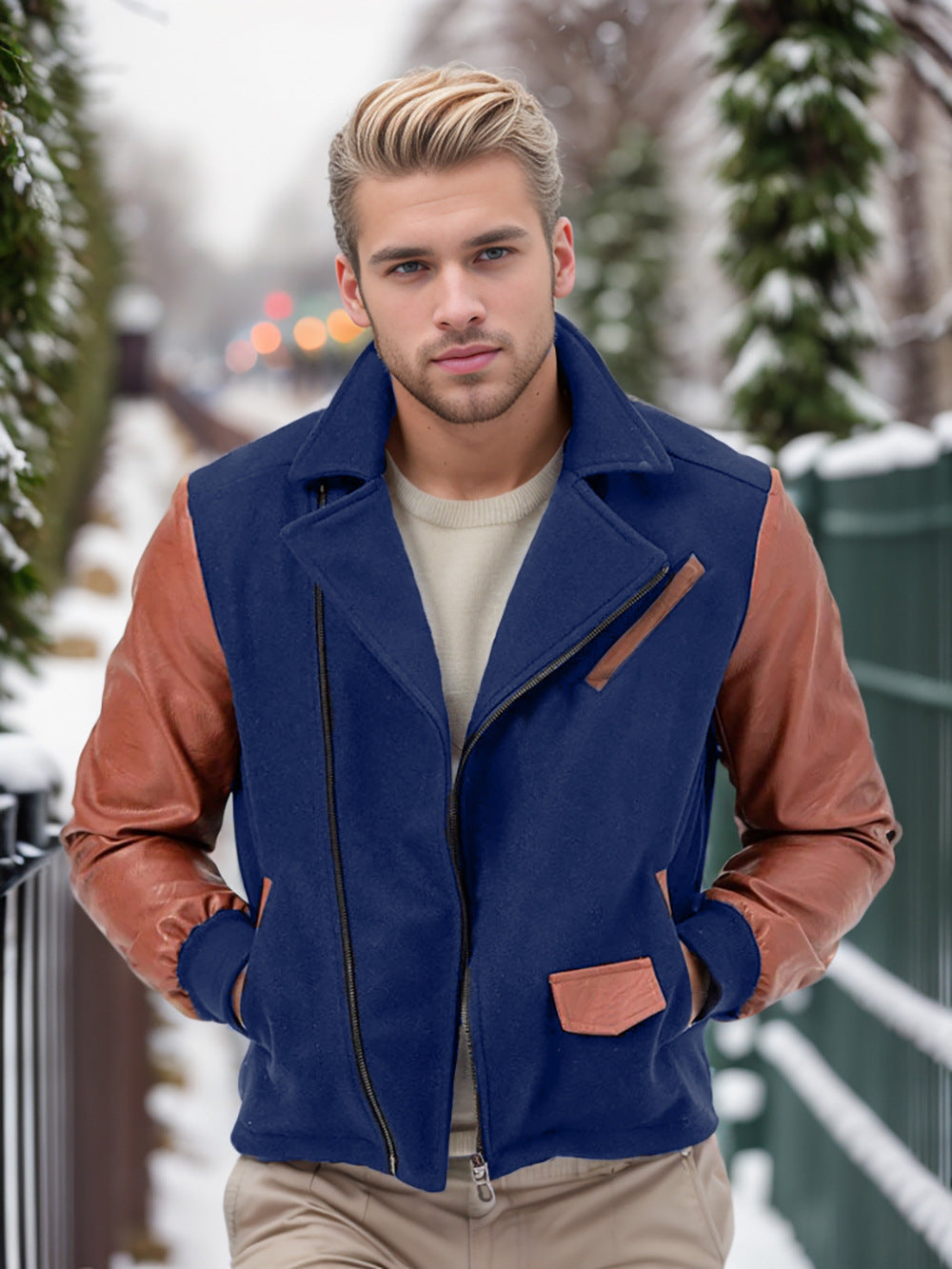 Herren modische Übergangsjacke mit kontrastierenden Ärmeln und praktischen Taschen Berg-Feldt