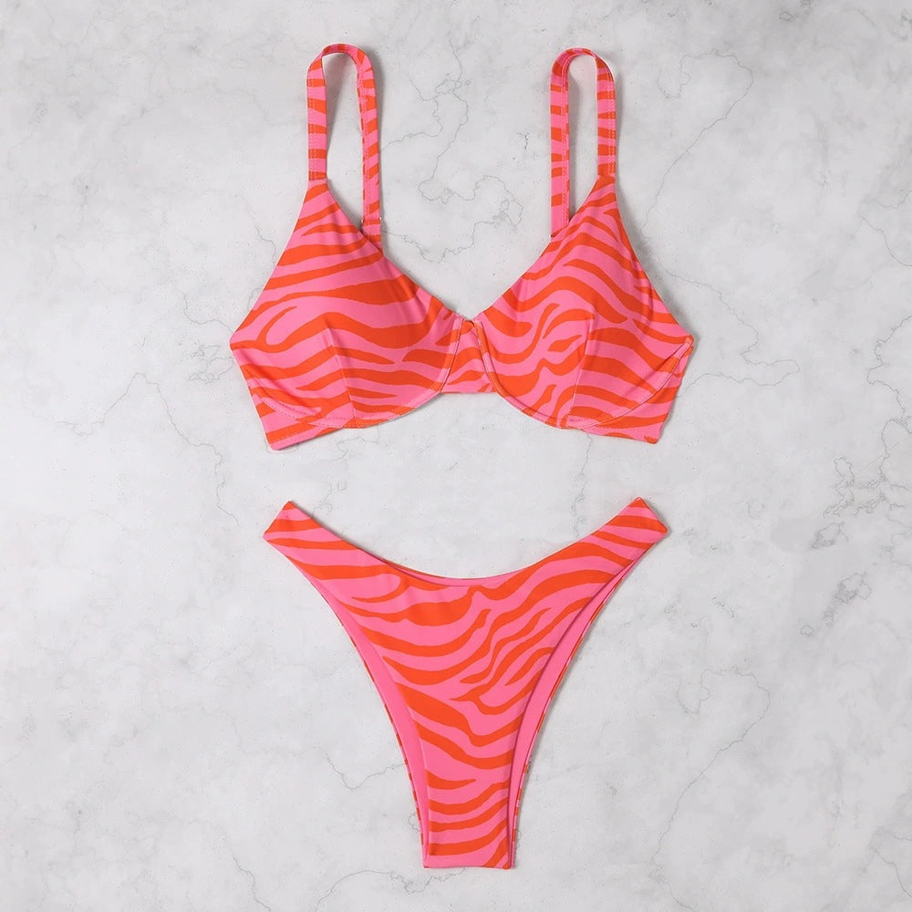 Ensemble de bikini Berg-feldt pour femme, coupe haute et imprimé animalier