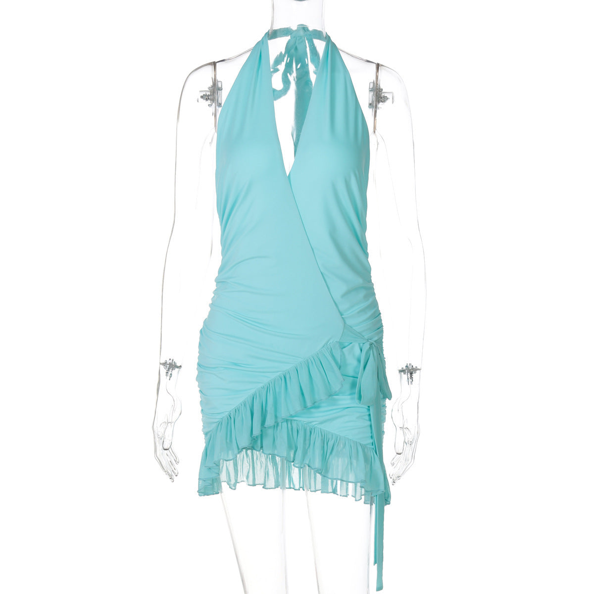 Robe cache-cœur Berg-Feldt pour femme avec ruchés sophistiqués et licol