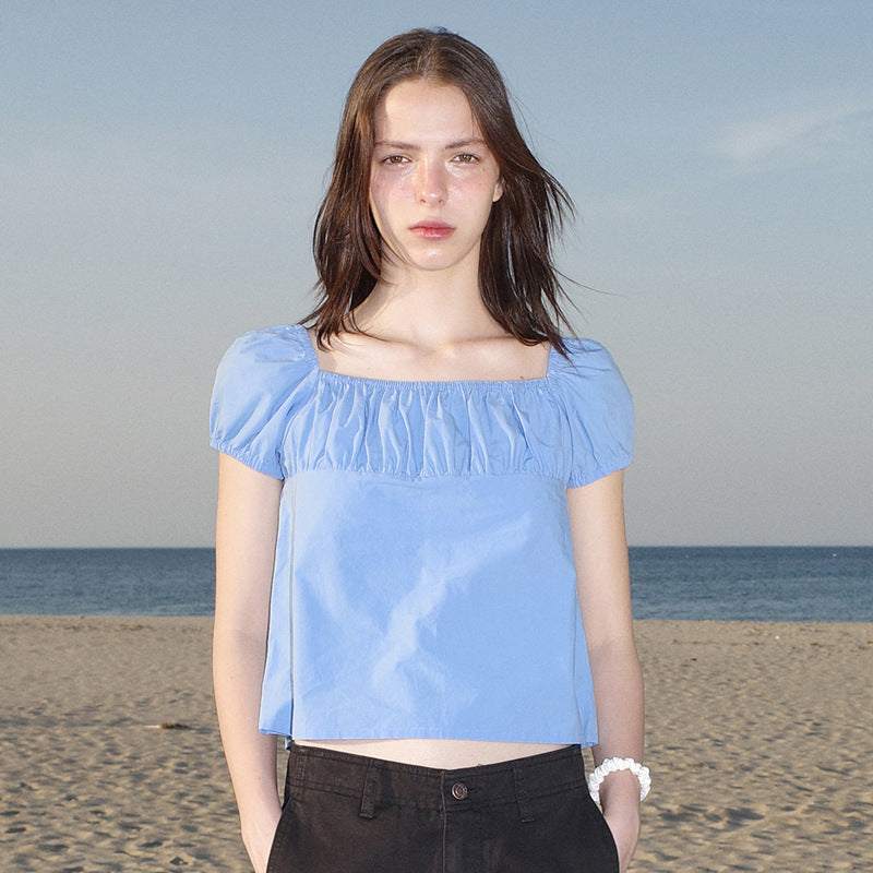 Crop top à volants et manches élastiques Berg-Feldt pour femme