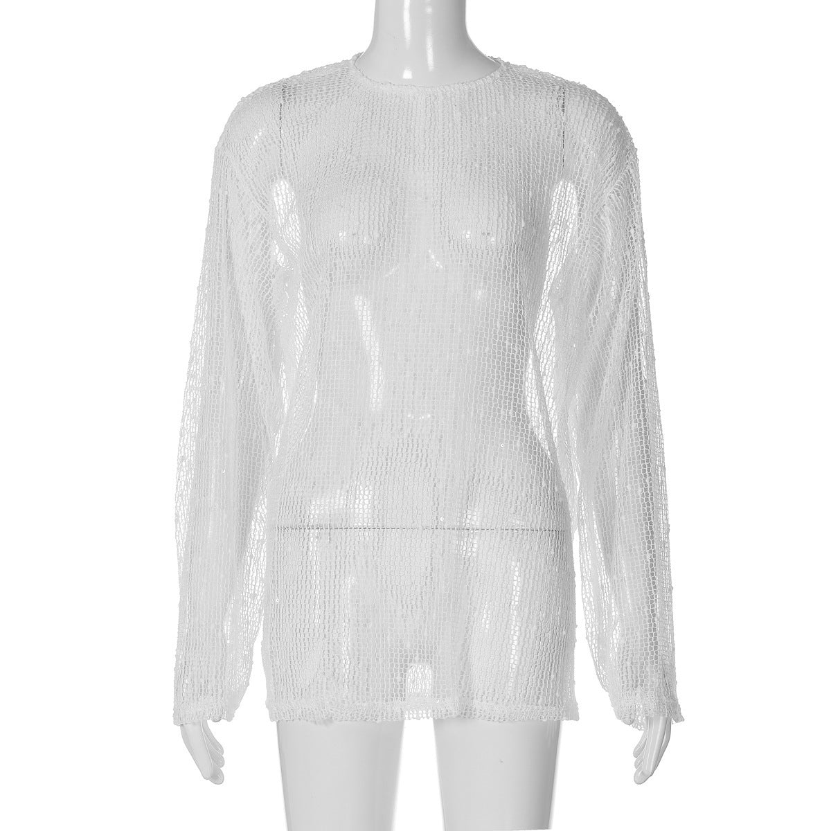 T-shirt décontracté à manches longues pour femme avec motif structuré transparent de berg-feldt