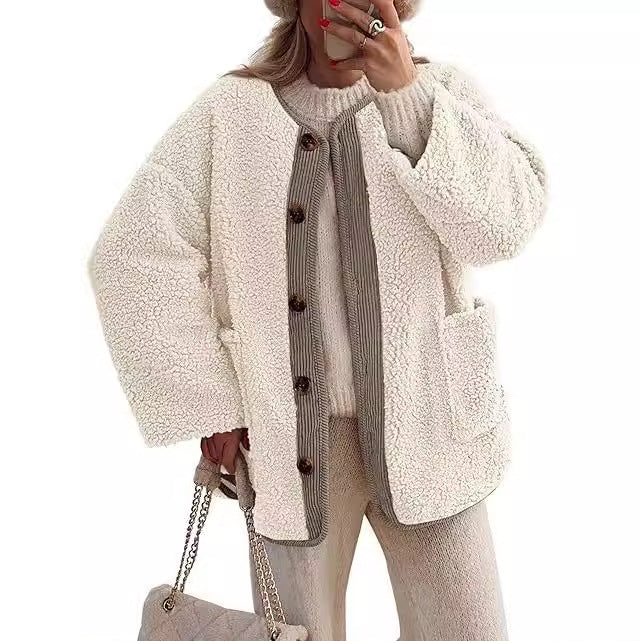 Damen-Teddyjacke douillette avec col assorti Berg-Feldt