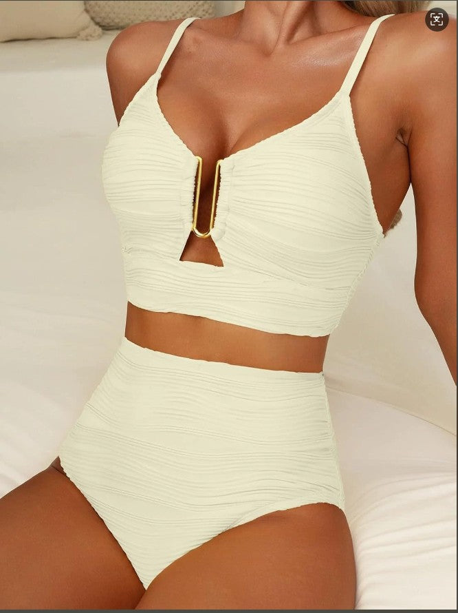 Haut de bikini et bas de bikini taille haute à découpes et volants pour femme Berg-Feldt