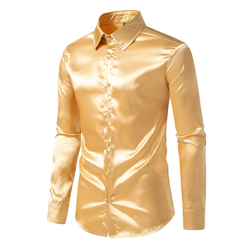 Chemise en satin élégante pour homme, finition chatoyante et col classique Berg-Feldt