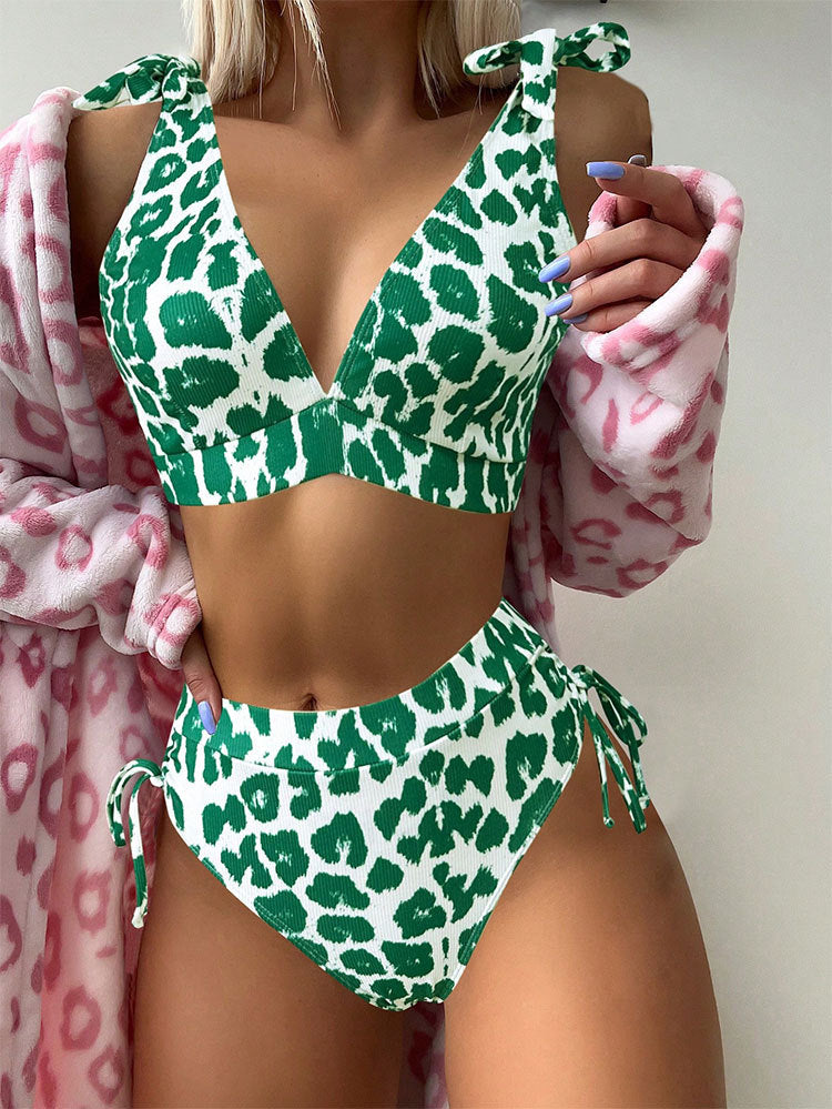 Haut de bikini et bas taille haute pour femme Berg-Feldt à col en V profond