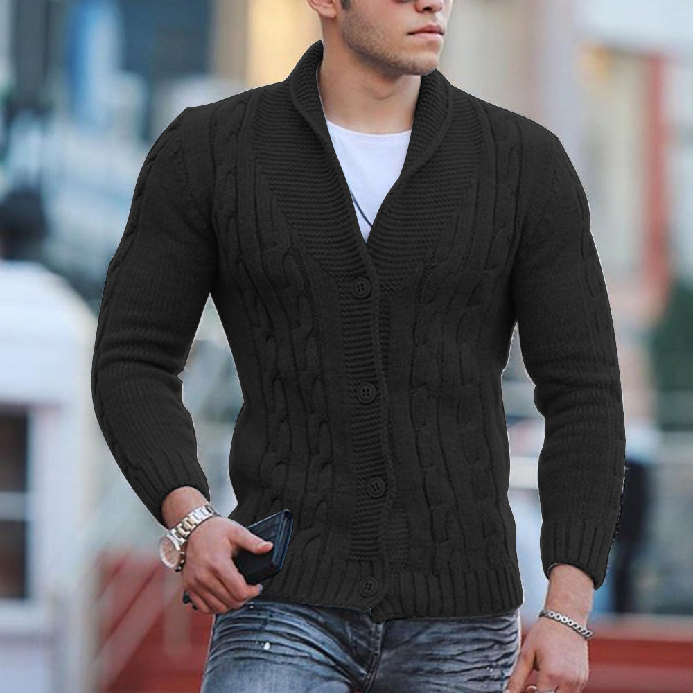 Cardigan tricoté pour hommes avec motif tressé unique et col châle tendance Berg-Feldt