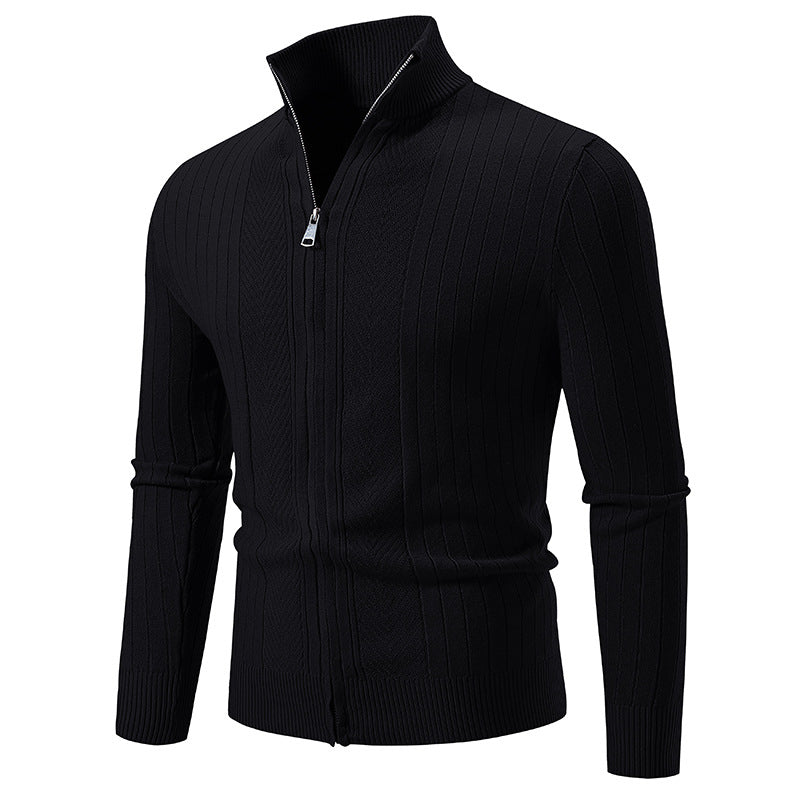 Cardigan en maille pour homme avec fermeture éclair moderne et structure côtelée fine Berg-Feldt