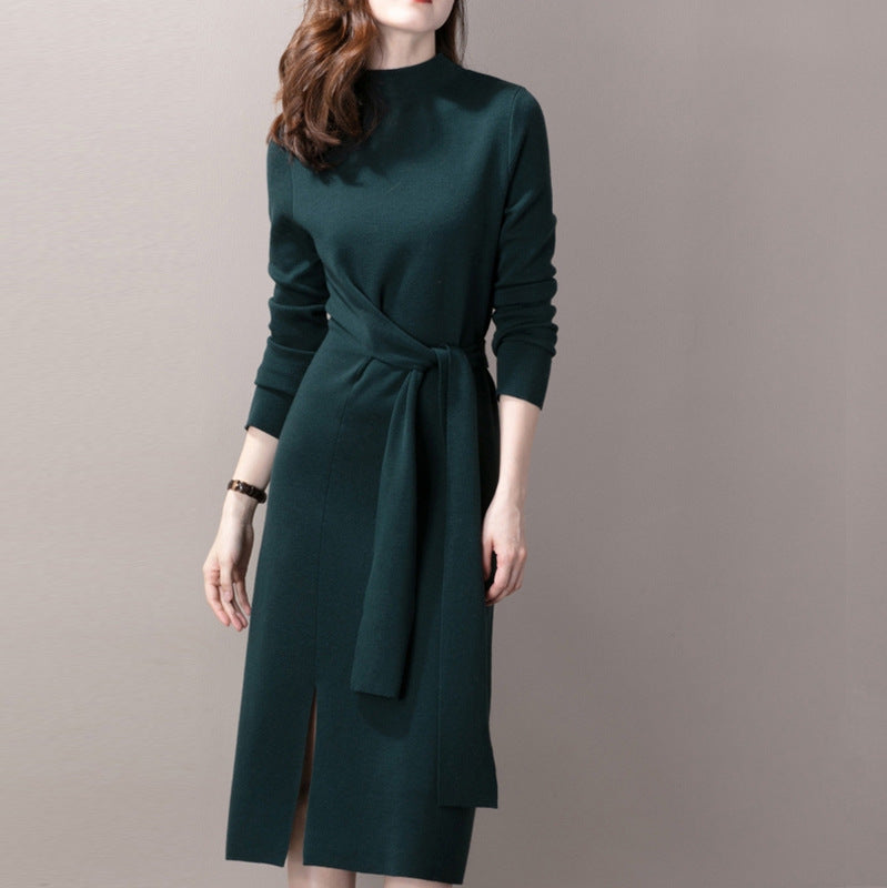 Robe pull élégante avec fente latérale et ceinture ajustée pour femme Berg-Feldt