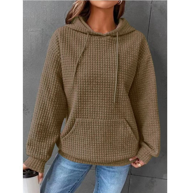 Sweat à capuche gaufré pour femme avec poche kangourou et coupe décontractée Berg-Feldt