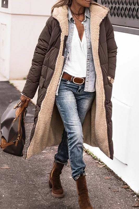 Berg-Feldt | gesteppte Winterjacke Damen - wendbare warme Jacke mit Kapuze