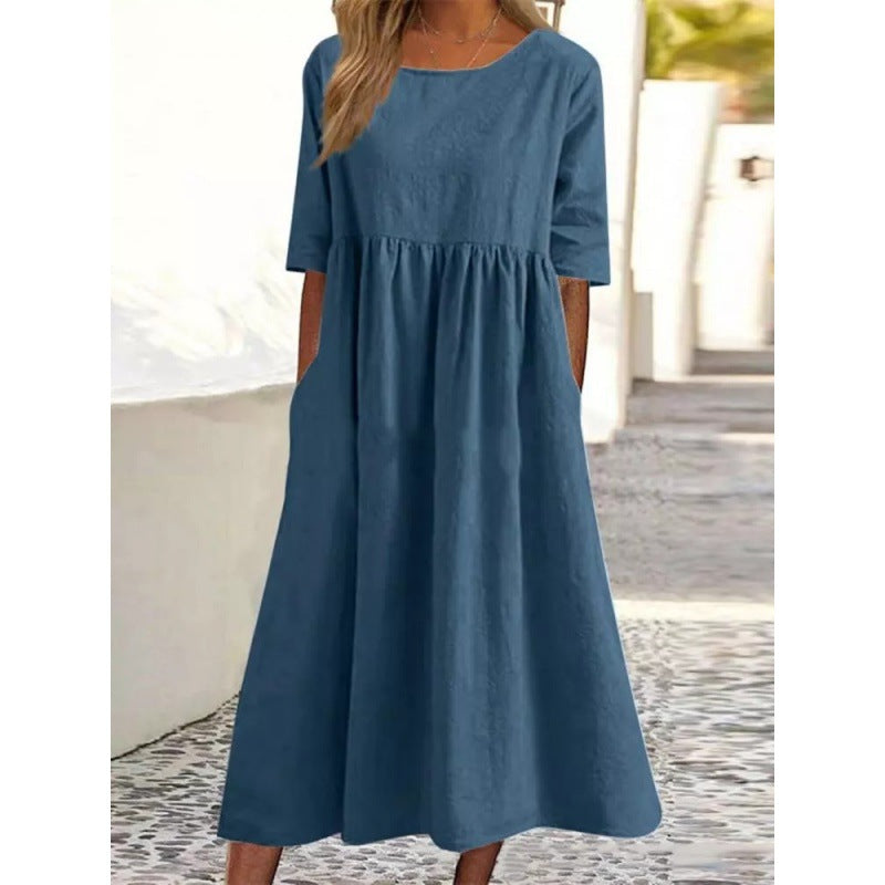 Robe en coton et lin par Fudus : Ample, longue, unie
