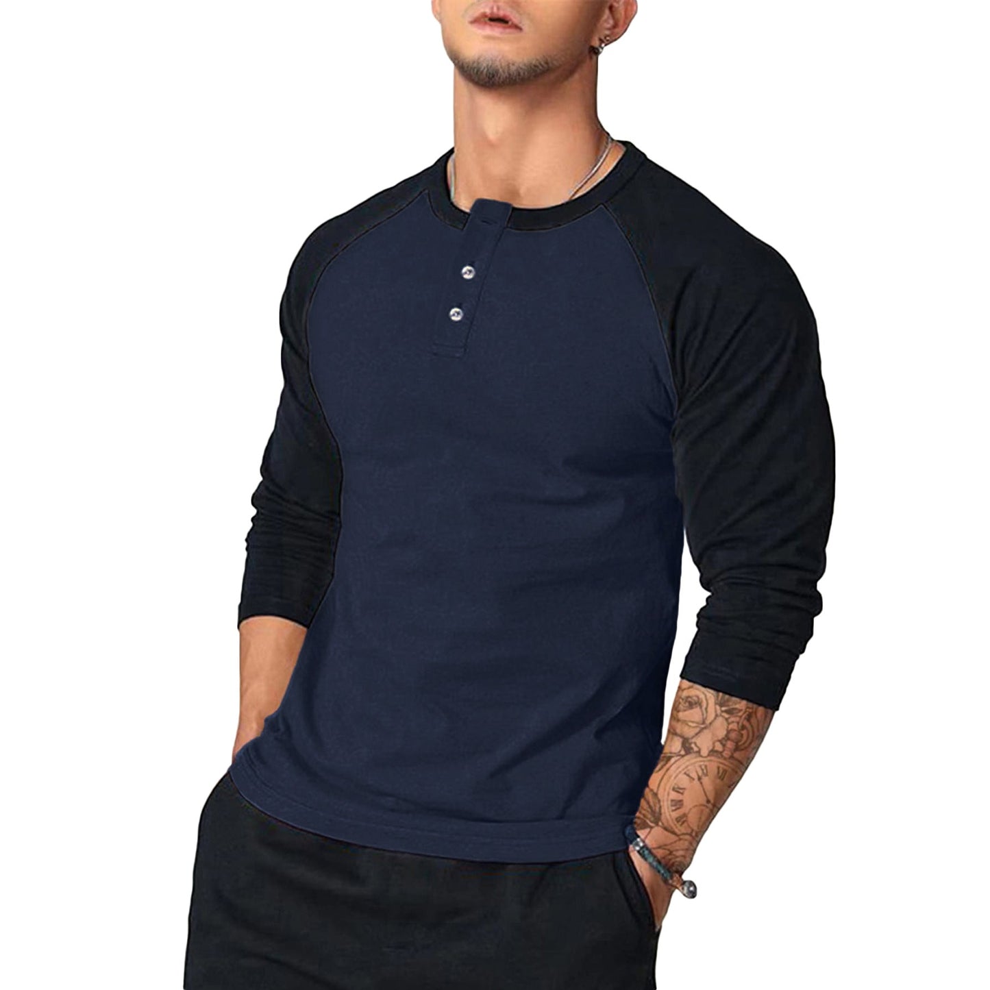 Henley à manches longues pour homme, avec manches contrastantes Berg-Feldt