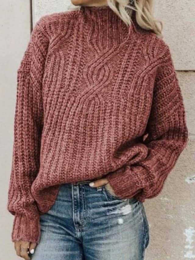 Pull en tricot épais à col montant et à torsades Berg-Feldt pour femme