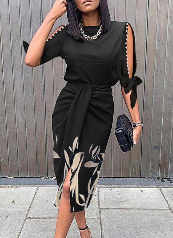 Damen-Midikleid mit elegantem Bindegürtel und modischen Ärmelausschnitten Berg-Feldt