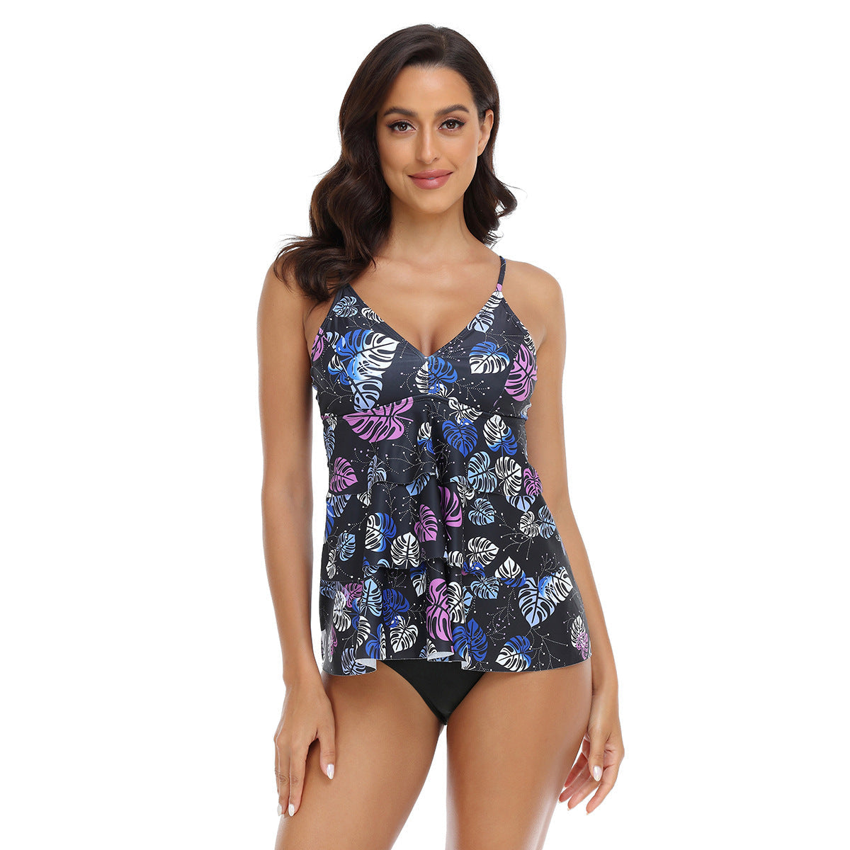 Haut de tankini pour femme à imprimé feuilles fantaisie et coupe fluide par berg-feldt