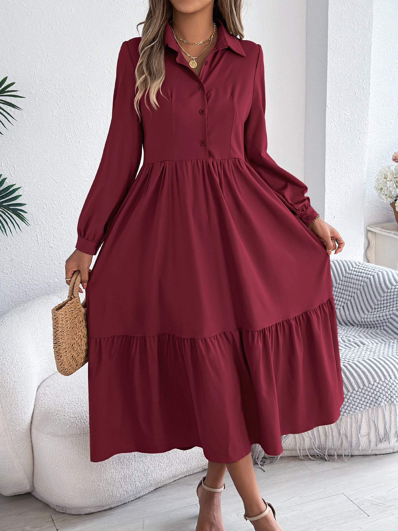 Robe chemisier ajustée à jupe à volants de berg-feldt