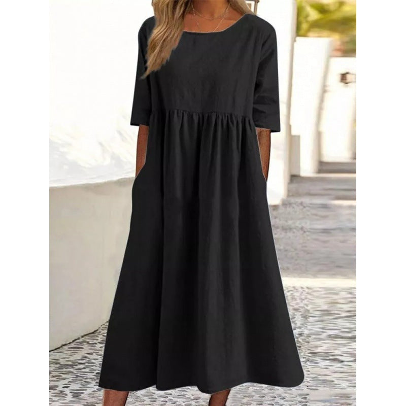 Robe en coton et lin par Fudus : Ample, longue, unie