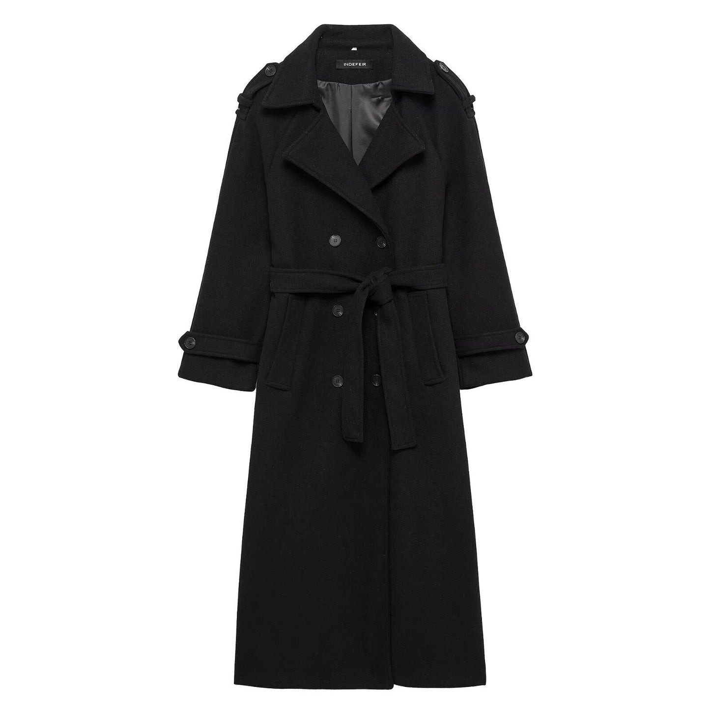 Élégant long manteau ceinturé berg-feldt pour femme
