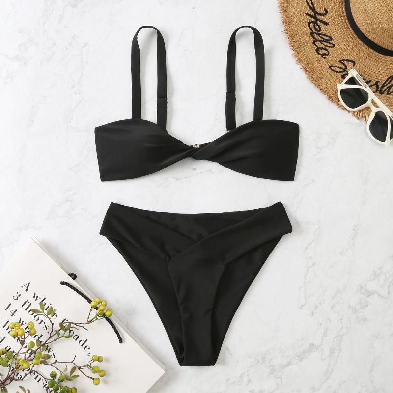 Ensemble de bikini pour femme - Haut torsadé - Motif montagnard
