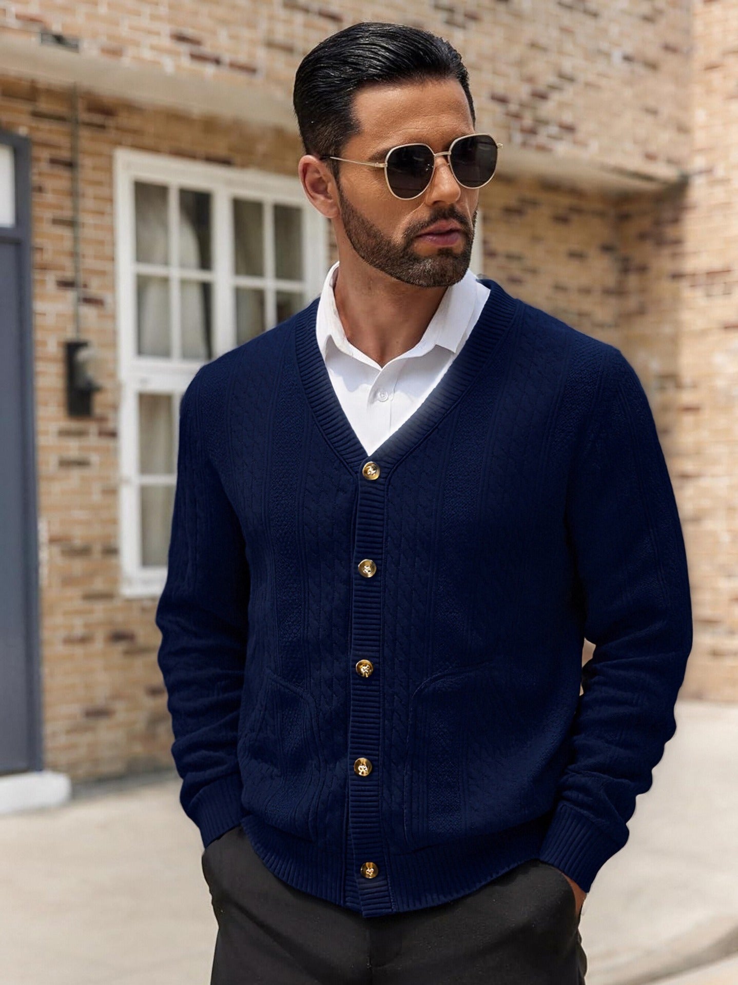 Herren Modischer Strickcardigan mit praktischen Taschen und einzigartiger Textur Berg-Feldt