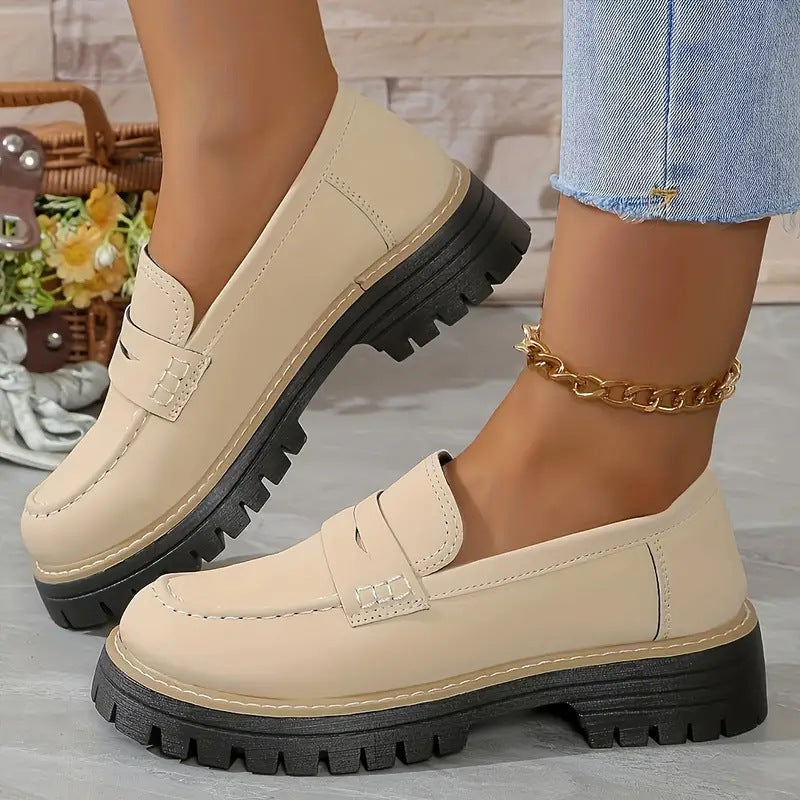 Heidi Mode | Chaussures britanniques pour femmes talon épais semelle épaisse