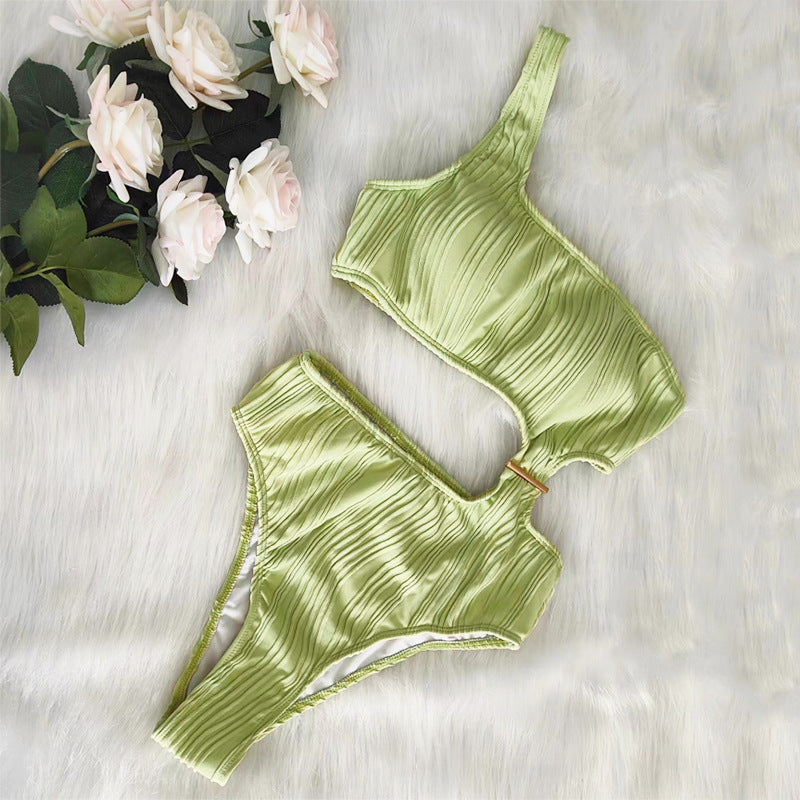 Haut de bikini asymétrique côtelé Berg-Feldt pour femme