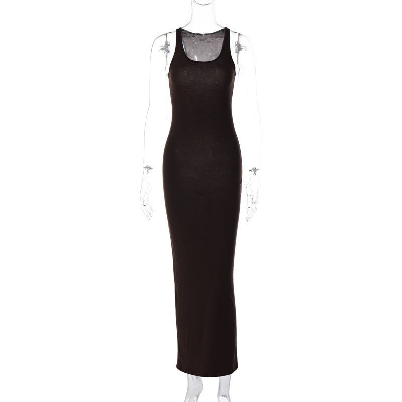 Langes figurbetontes Damenkleid aus atmungsaktivem Stoff, schmal geschnitten (berg-feldt)