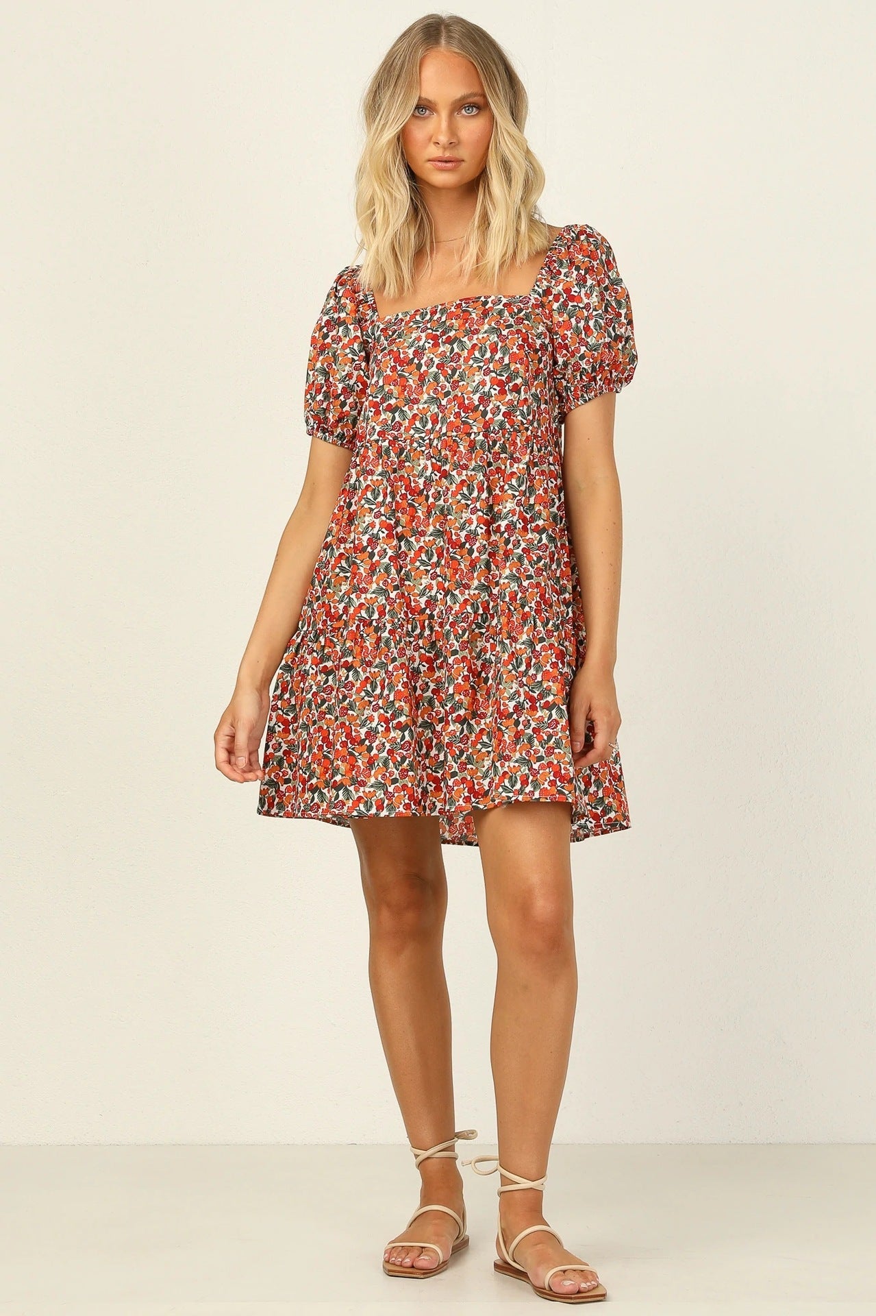 Mini-robe florale à manches bouffantes Berg-feldt pour femme