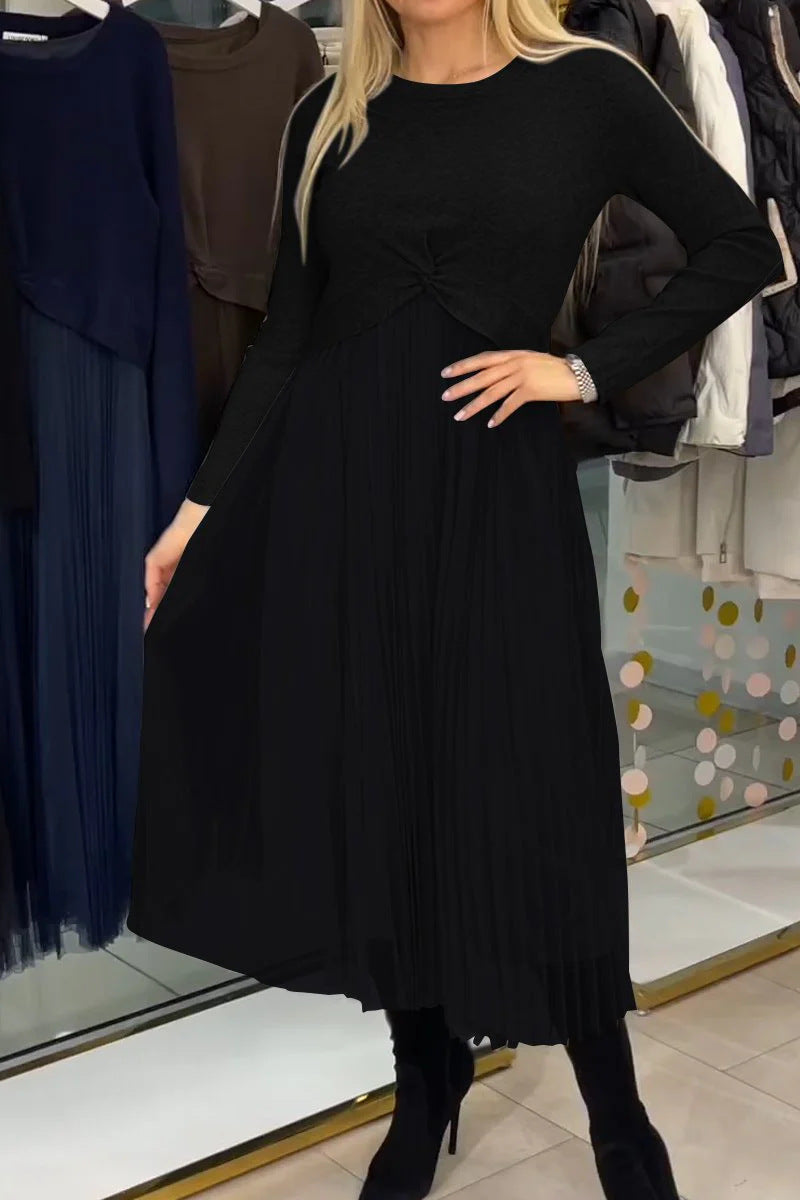 Robe midi plissée et élégante pour femme avec nœud, de berg-feldt