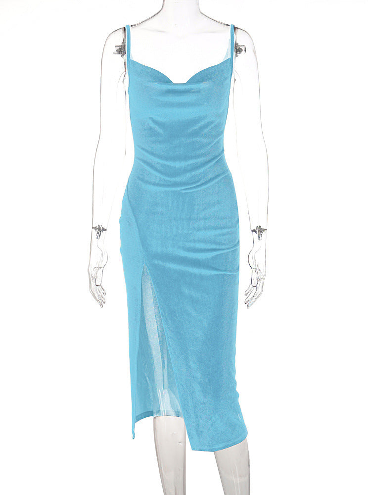 Robe en velours à décolleté plongeant et fente latérale Berg-Feldt pour femme