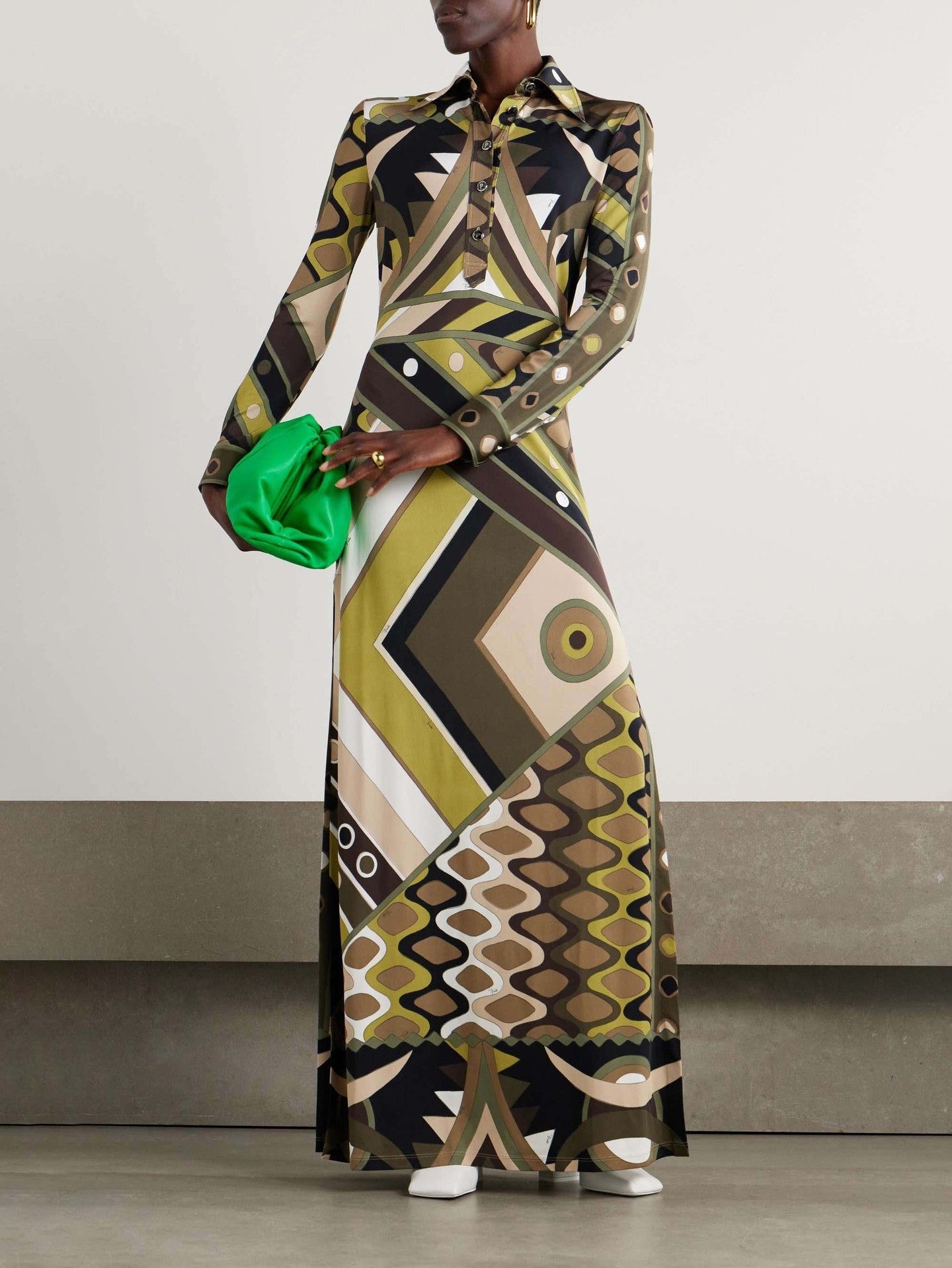 Robe longue femme à motif géométrique et détails boutonnés Berg-Feldt