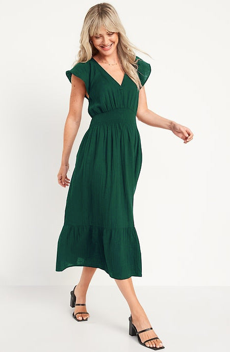Robe longue fluide pour femme, à volants, détails plissés berg-feldt