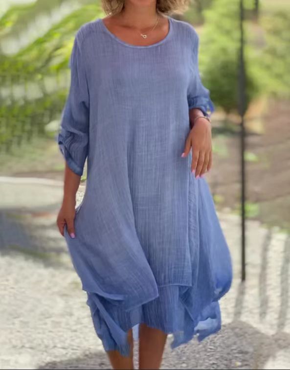 Sommerkleid für Damen, lässig geschnitten, asymmetrischer Saum, luftige Ärmel, berg-feldt