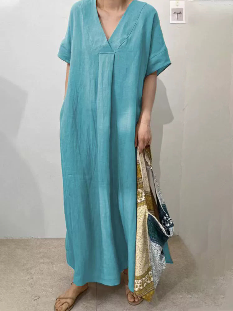 Robe d'été légère pour femme à col en V et manches courtes, par berg-feldt