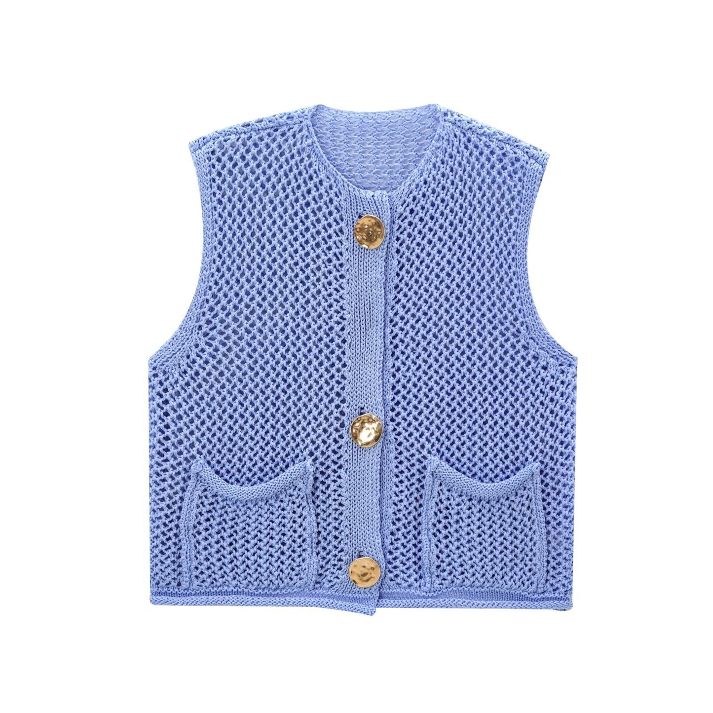 Gilet en maille aéré pour femme avec boutons décoratifs et poches Berg-Feldt