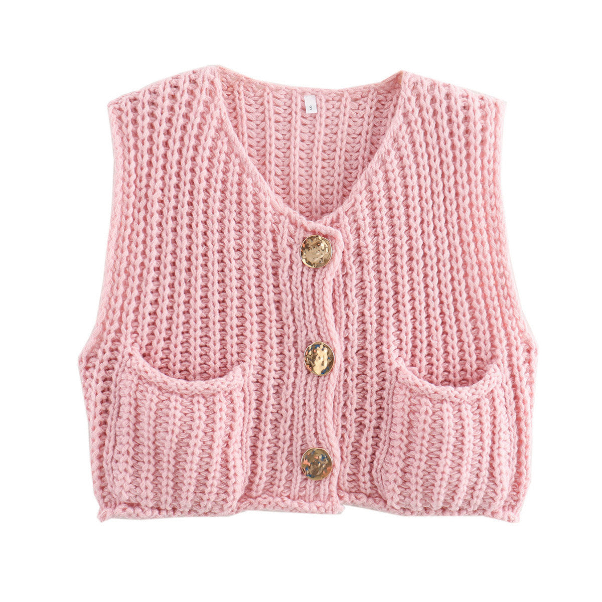 Damen modische Strickweste mit Knopfdetails und aufgesetzten Taschen Berg-Feldt