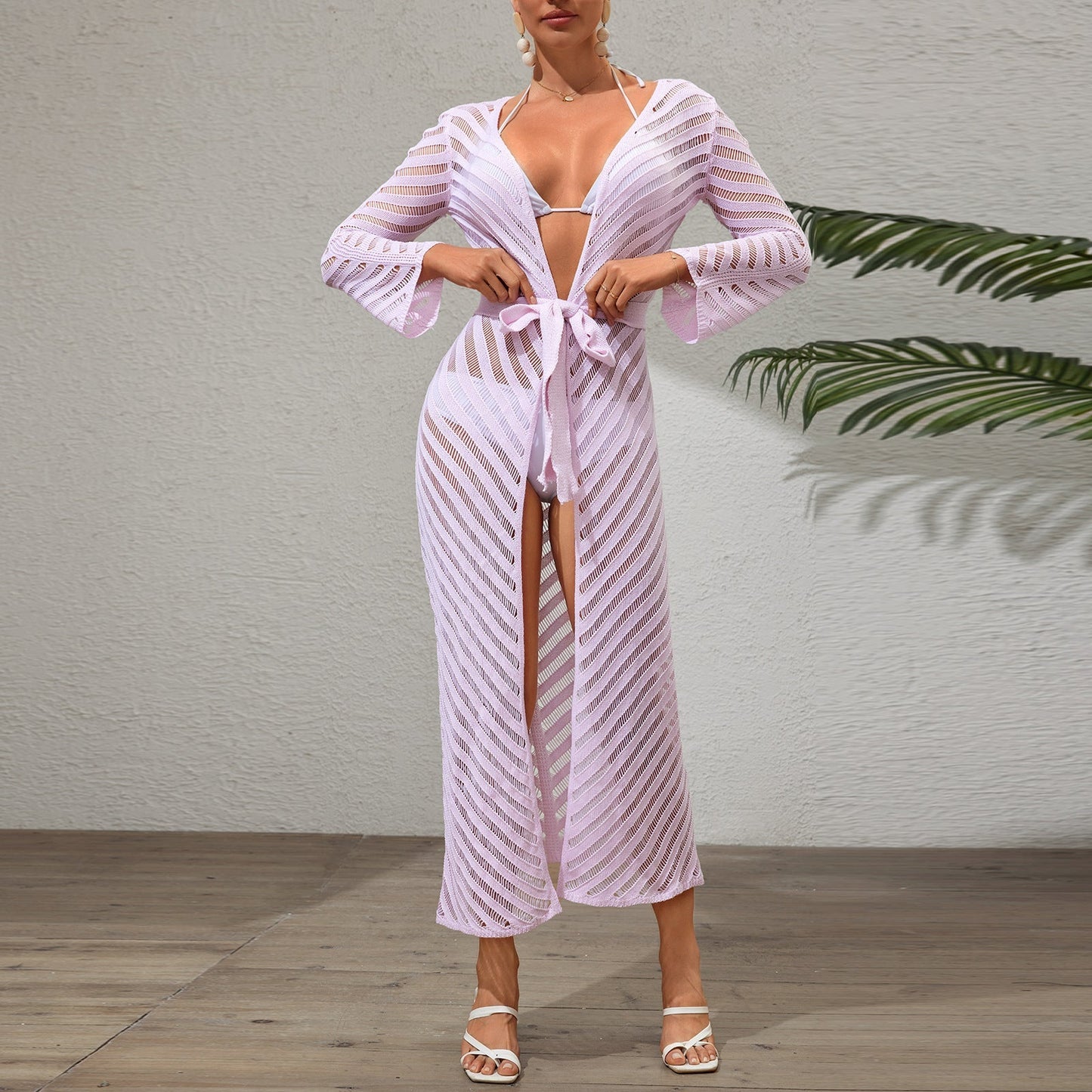 Elegante Damen Strandrobe mit transparenten Streifen von berg-feldt