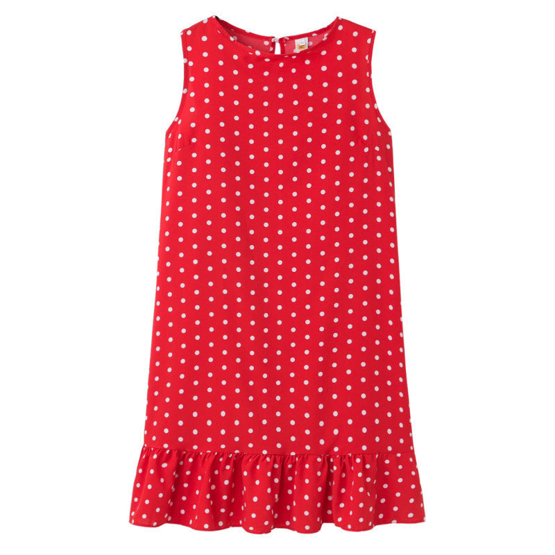 Verspieltes Damen-Shiftkleid mit Polka Dots und Rüschen am Saum von berg-feldt