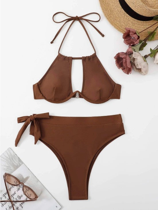 Ensemble bikini Berg-feldt pour femme avec col montant et découpes