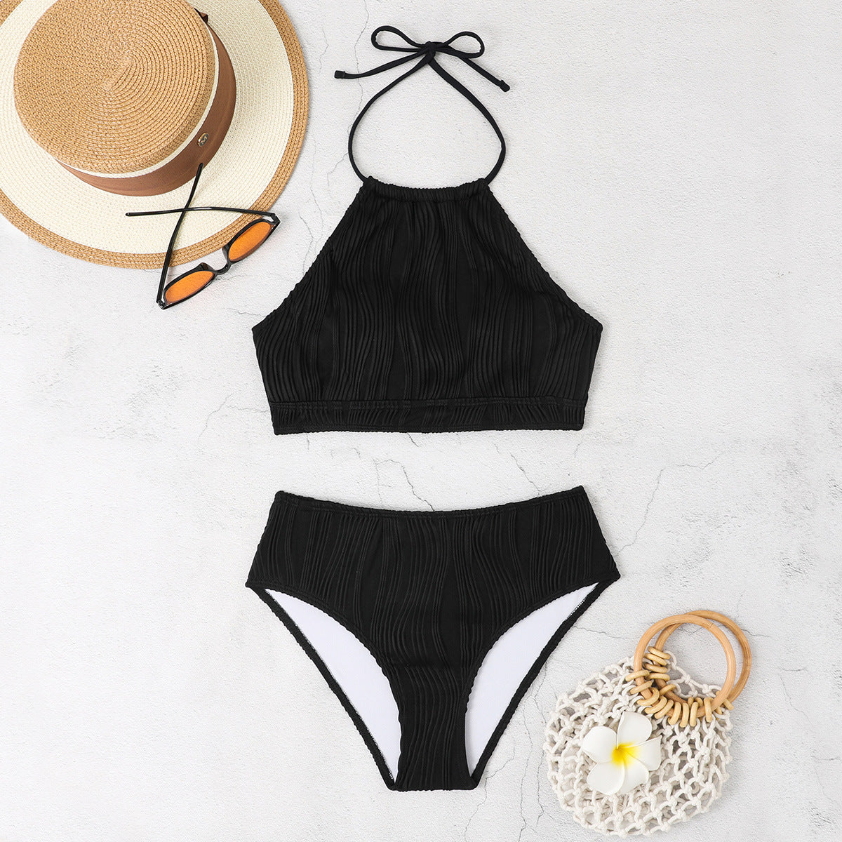 Ensemble bikini froncé taille haute pour femme par berg-feldt