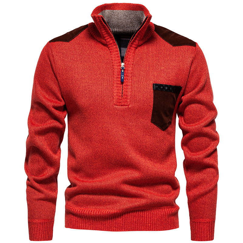 Herren Stehkragenpullover mit kontrastierenden Details und praktischen Taschen Berg-Feldt