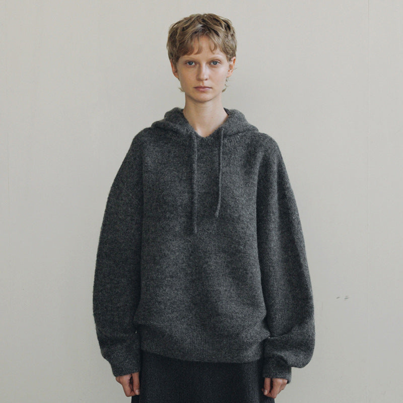 Oversized Damen Hoodie aus weichem Strick, Kapuze, lässiger Schnitt - berg-feldt