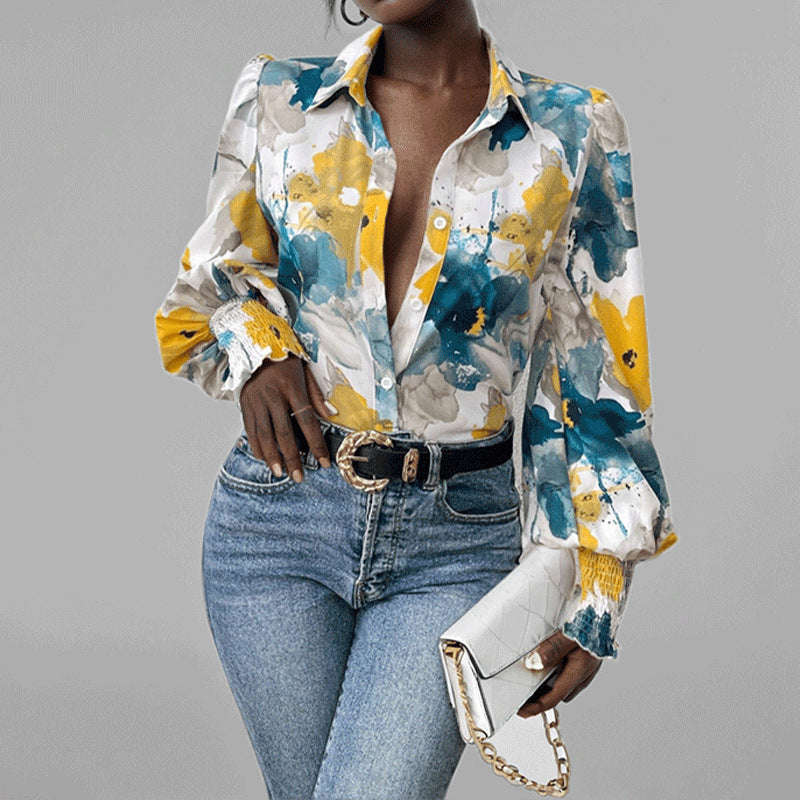 Chemisier pour femme à fleurs et manches bouffantes de berg-feldt