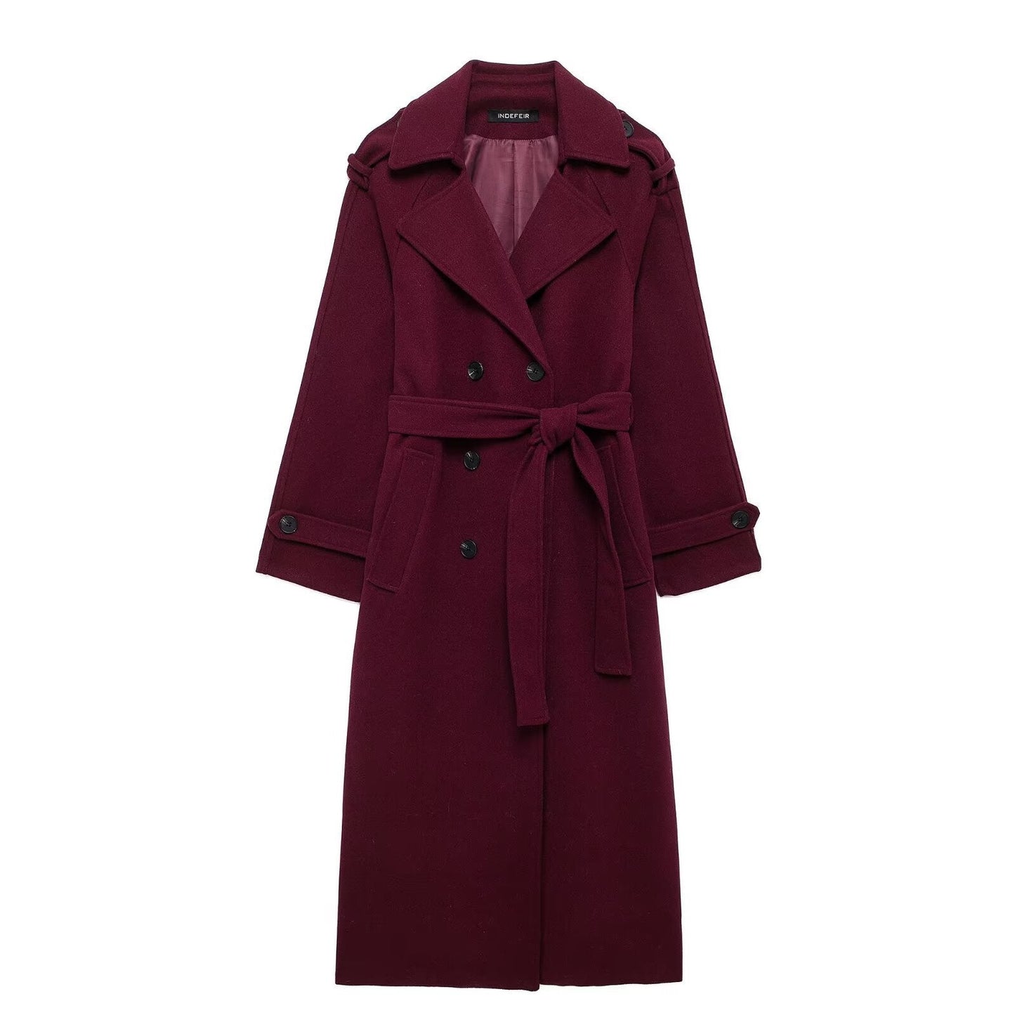 Élégant long manteau ceinturé berg-feldt pour femme